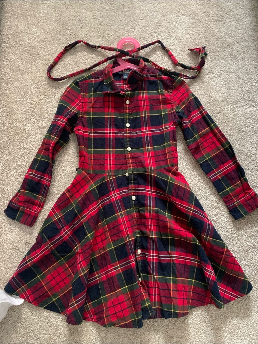 Polo Ralph Lauren Red Plaid Button-Front Shirt Dress